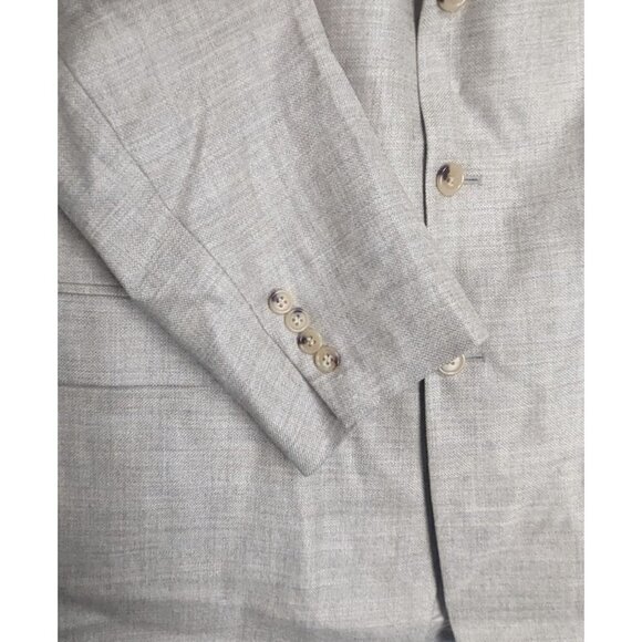 Jos A Bank Tan Grey Wool Bamboo Rayon 3 Button Sport Coat Jacket Blazer Sz 48L - Picture 6 of 8